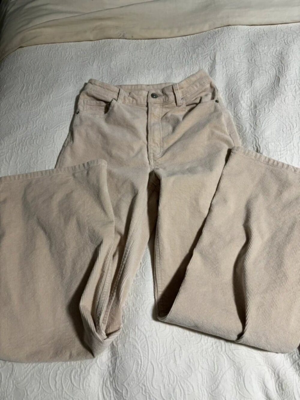 H&M Women's Cream and Tan Corduroy Trousers